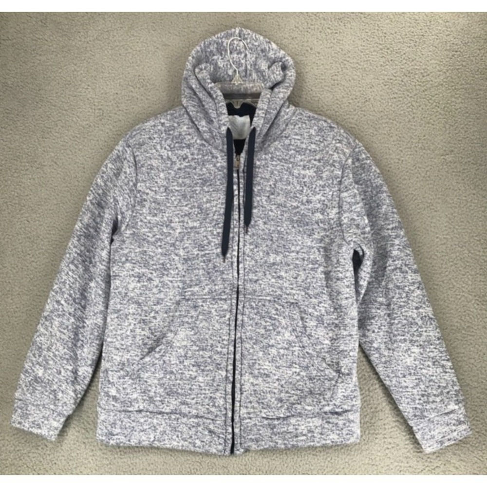 Mark & Queen Hoodie Sweat Jacket Size L Full Zip Sherpa Lined Blue
